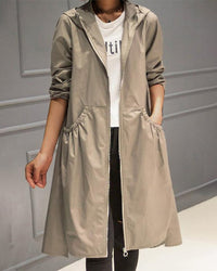 Kathleen | Manteau Trench Long à Capuche avec Fermeture Éclair