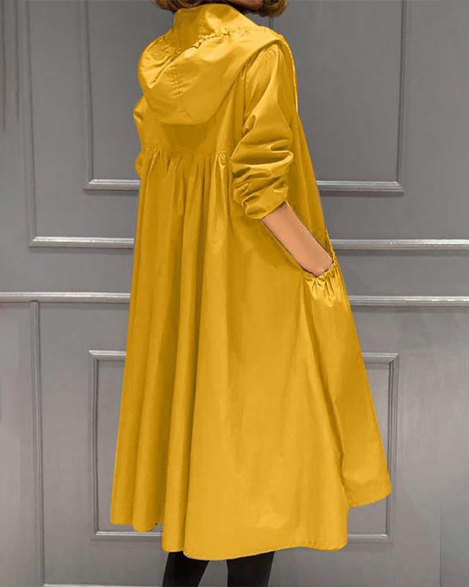 Kathleen | Manteau Trench Long à Capuche avec Fermeture Éclair