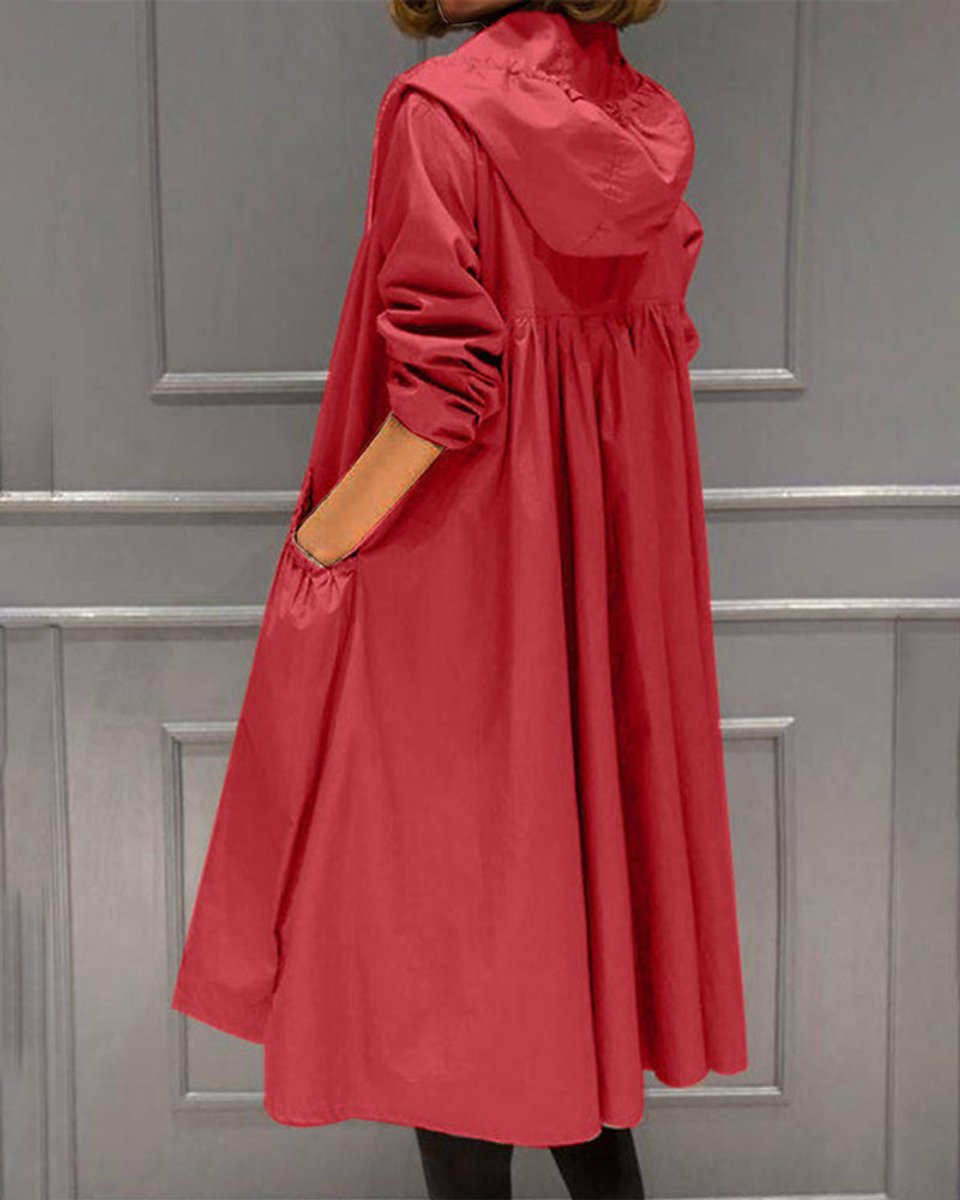 Kathleen | Manteau Trench Long à Capuche avec Fermeture Éclair