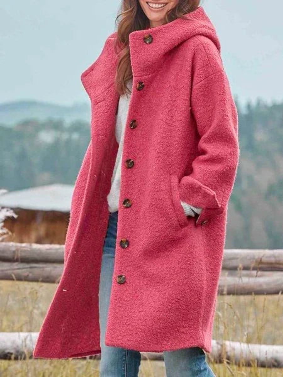 Eleanor | Manteau long à capuche et boutonnage avant