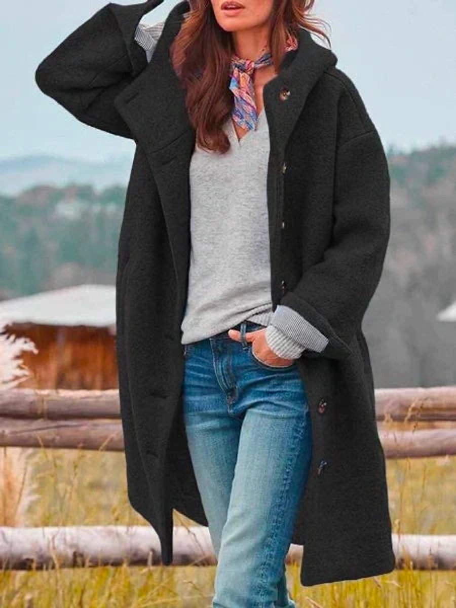 Eleanor | Manteau long à capuche et boutonnage avant
