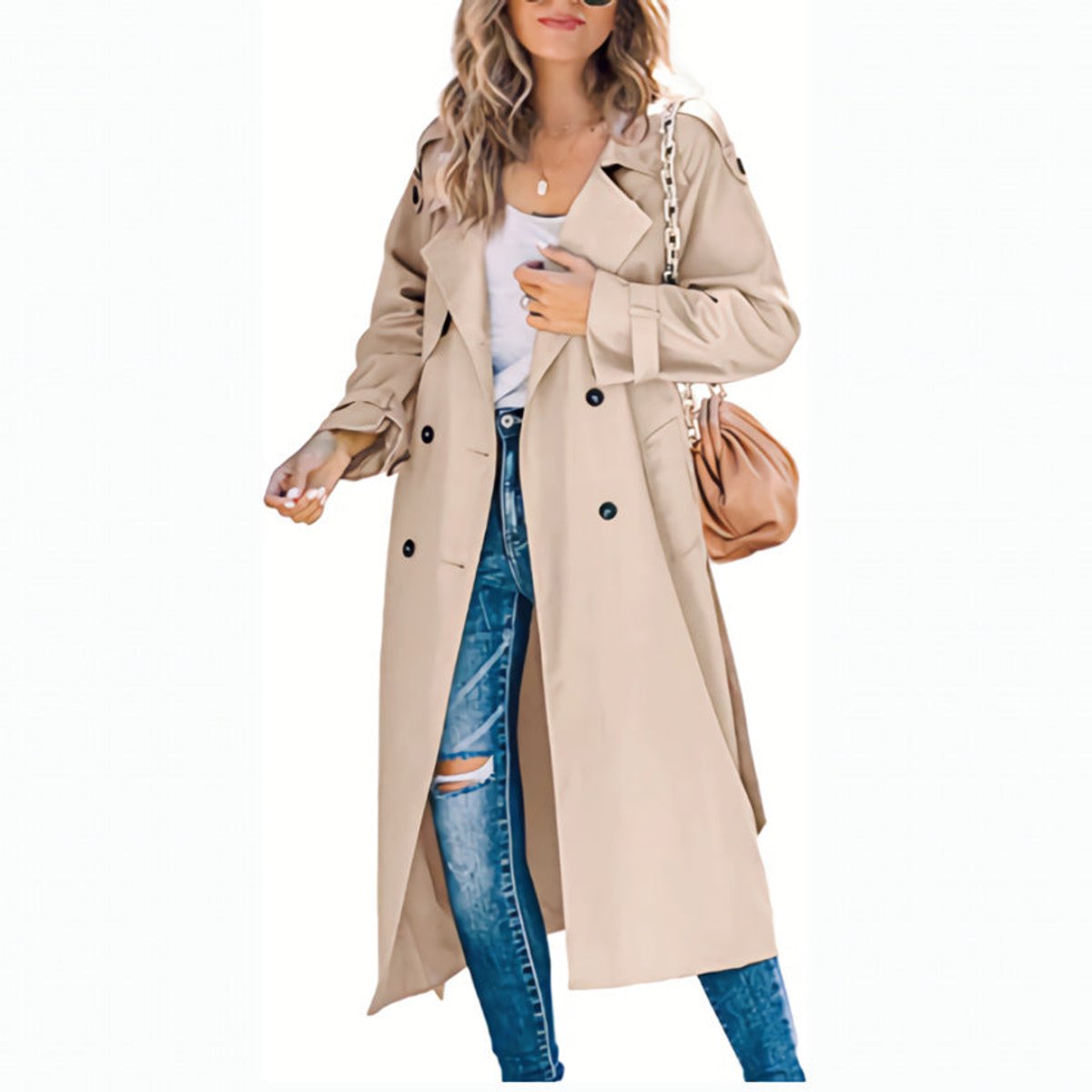 Juliet | Trench-coat long ceinturé à double boutonnage