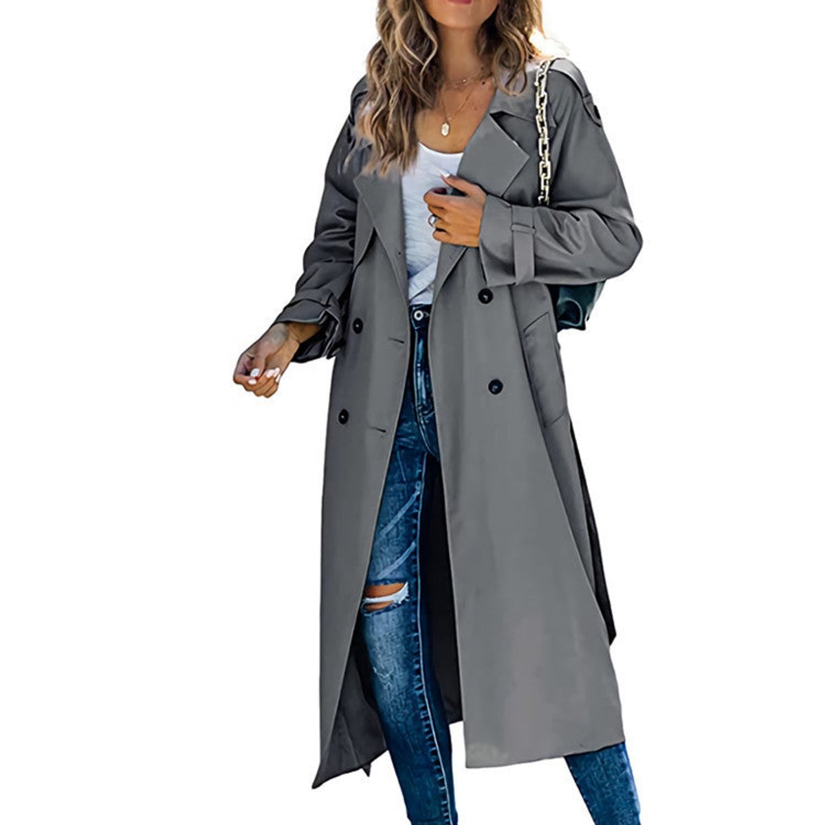 Juliet | Trench-coat long ceinturé à double boutonnage