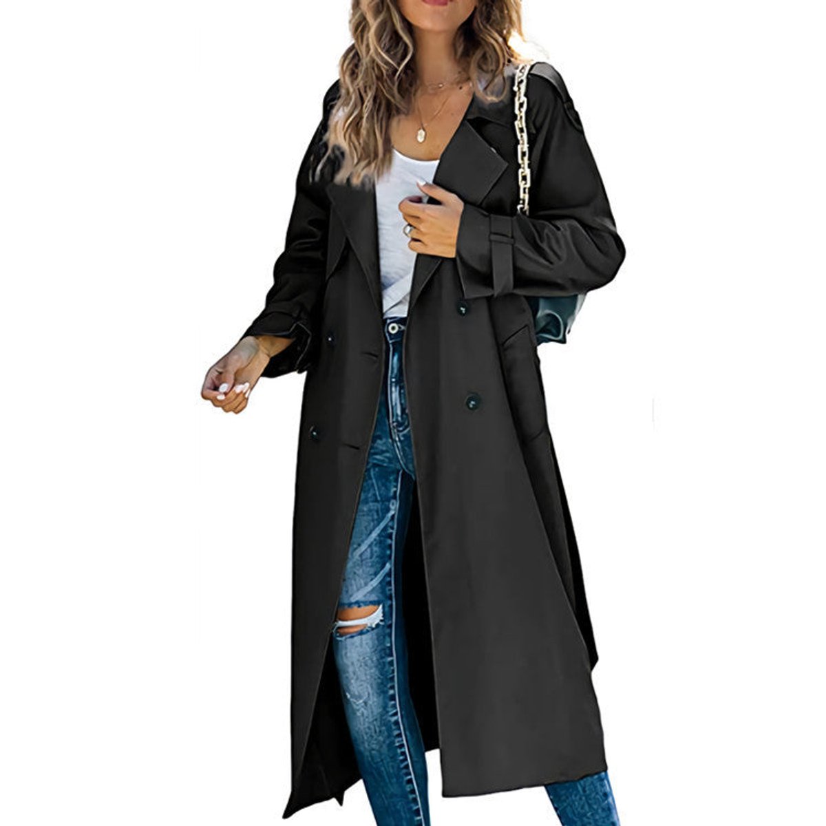 Juliet | Trench-coat long ceinturé à double boutonnage