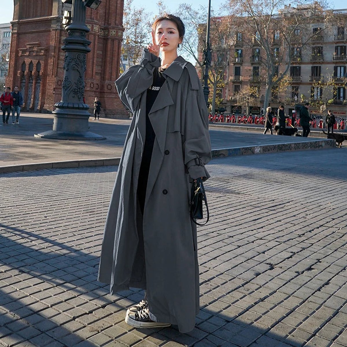 Lena | Trench-coat long oversize à double boutonnage