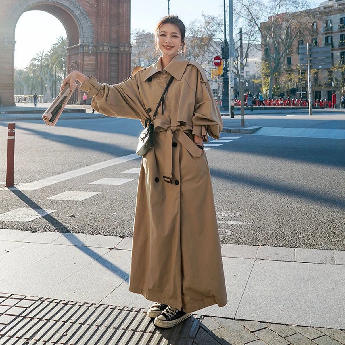 Lena | Trench-coat long oversize à double boutonnage