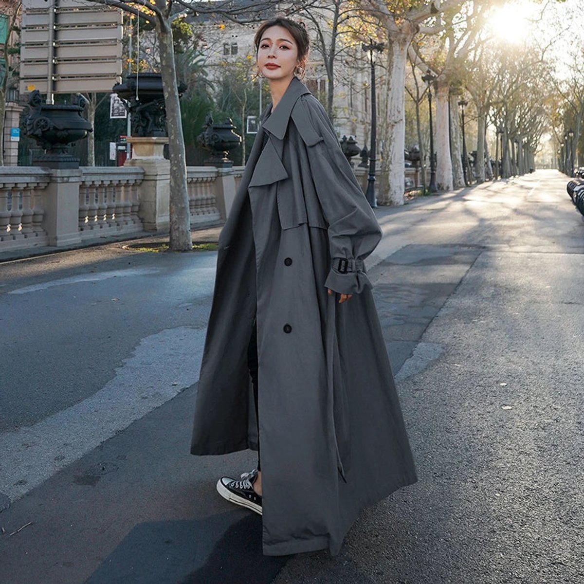 Lena | Trench-coat long oversize à double boutonnage