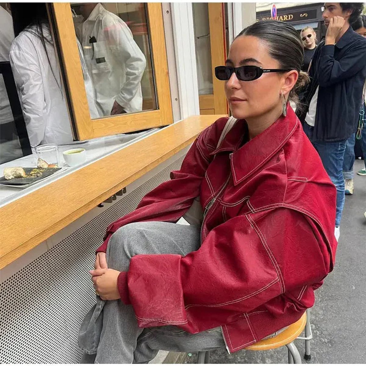 Renée | Veste Bomber Oversize à Coutures Contrastées