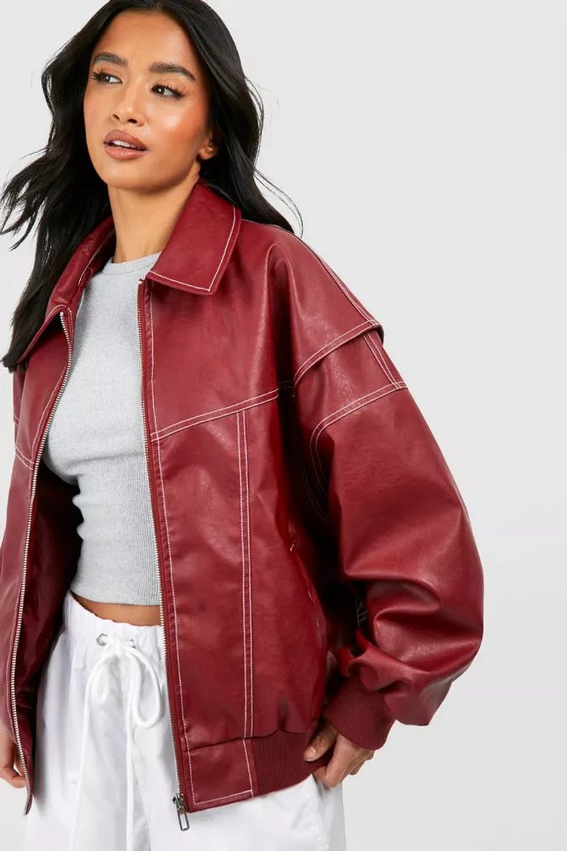 Renée | Veste Bomber Oversize à Coutures Contrastées