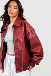 Renée | Veste Bomber Oversize à Coutures Contrastées