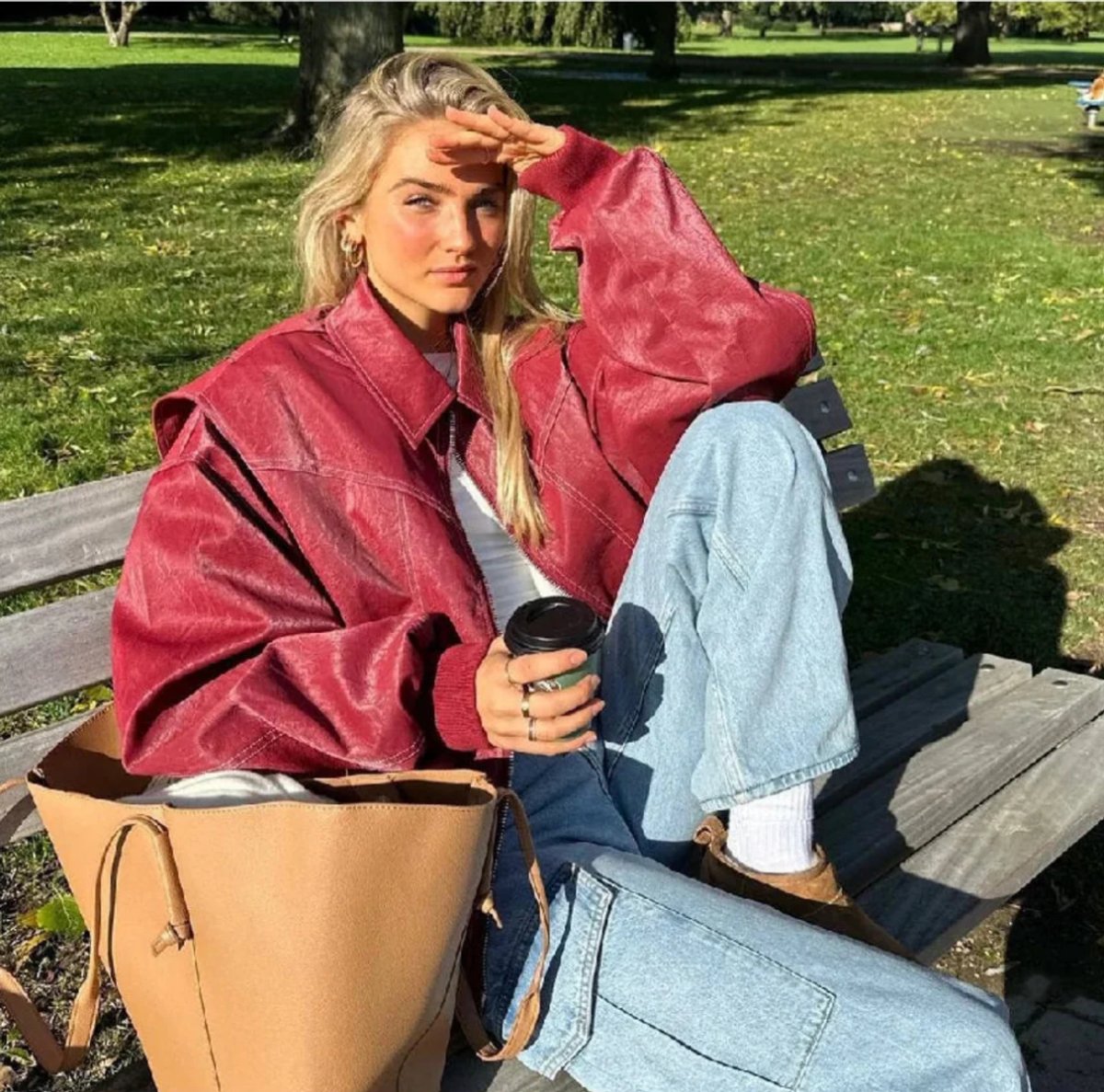 Renée | Veste Bomber Oversize à Coutures Contrastées