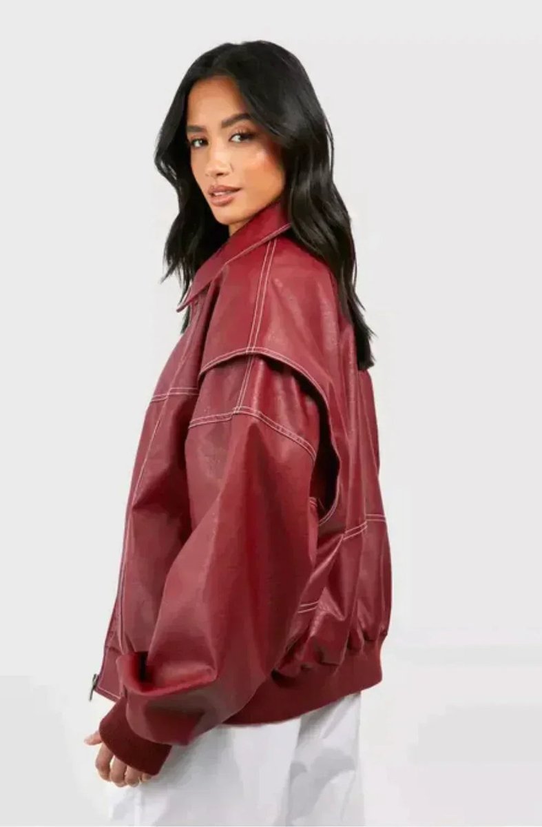 Renée | Veste Bomber Oversize à Coutures Contrastées
