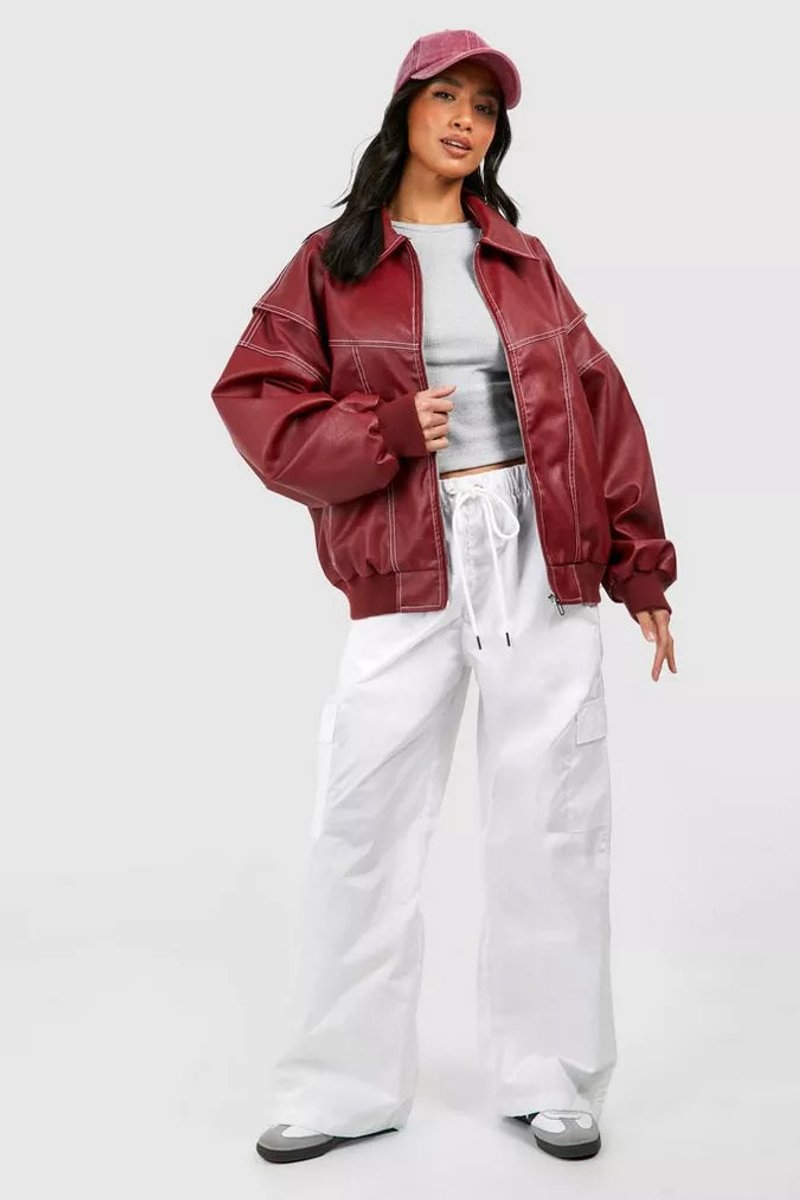 Renée | Veste Bomber Oversize à Coutures Contrastées