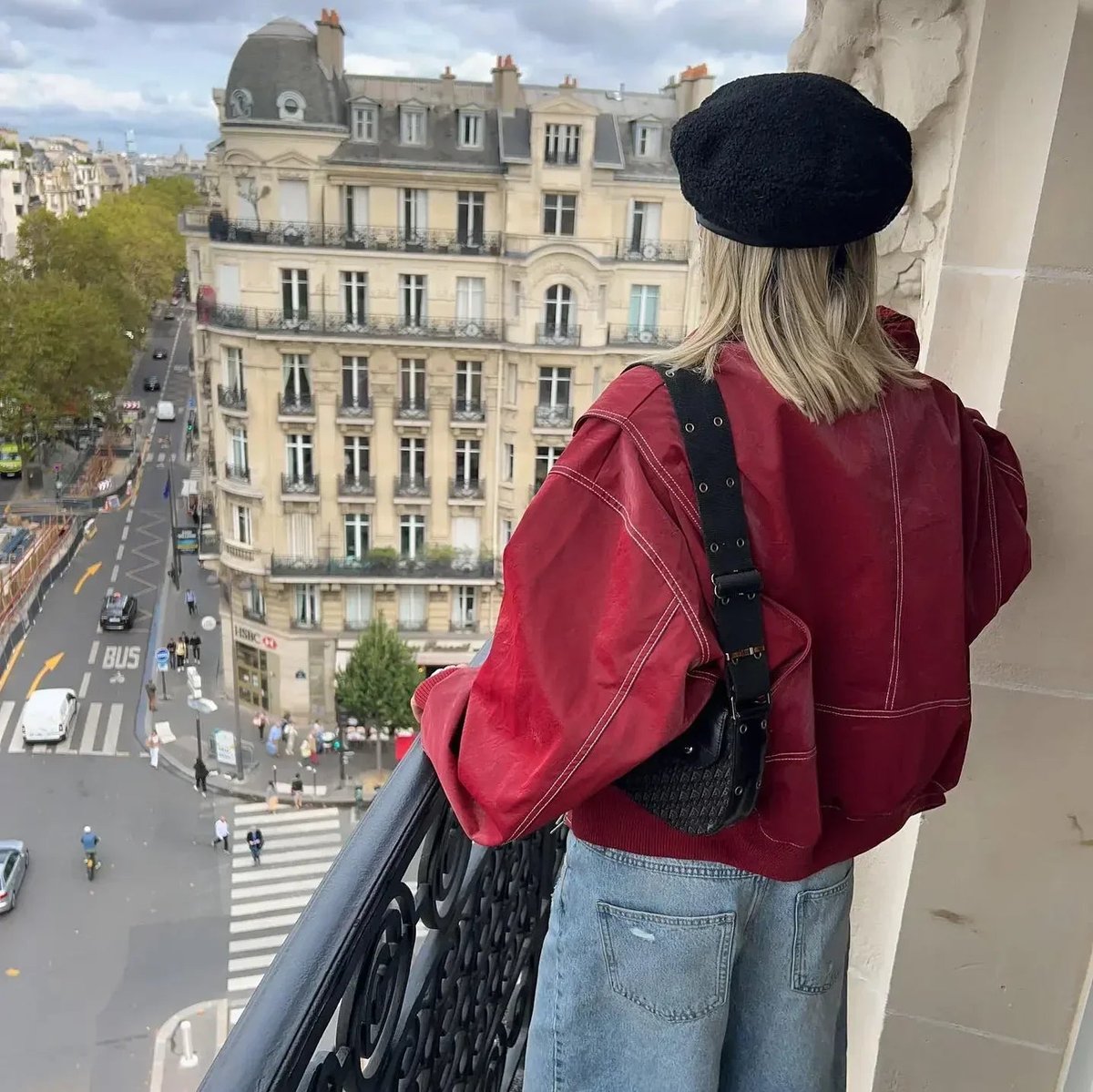 Renée | Veste Bomber Oversize à Coutures Contrastées