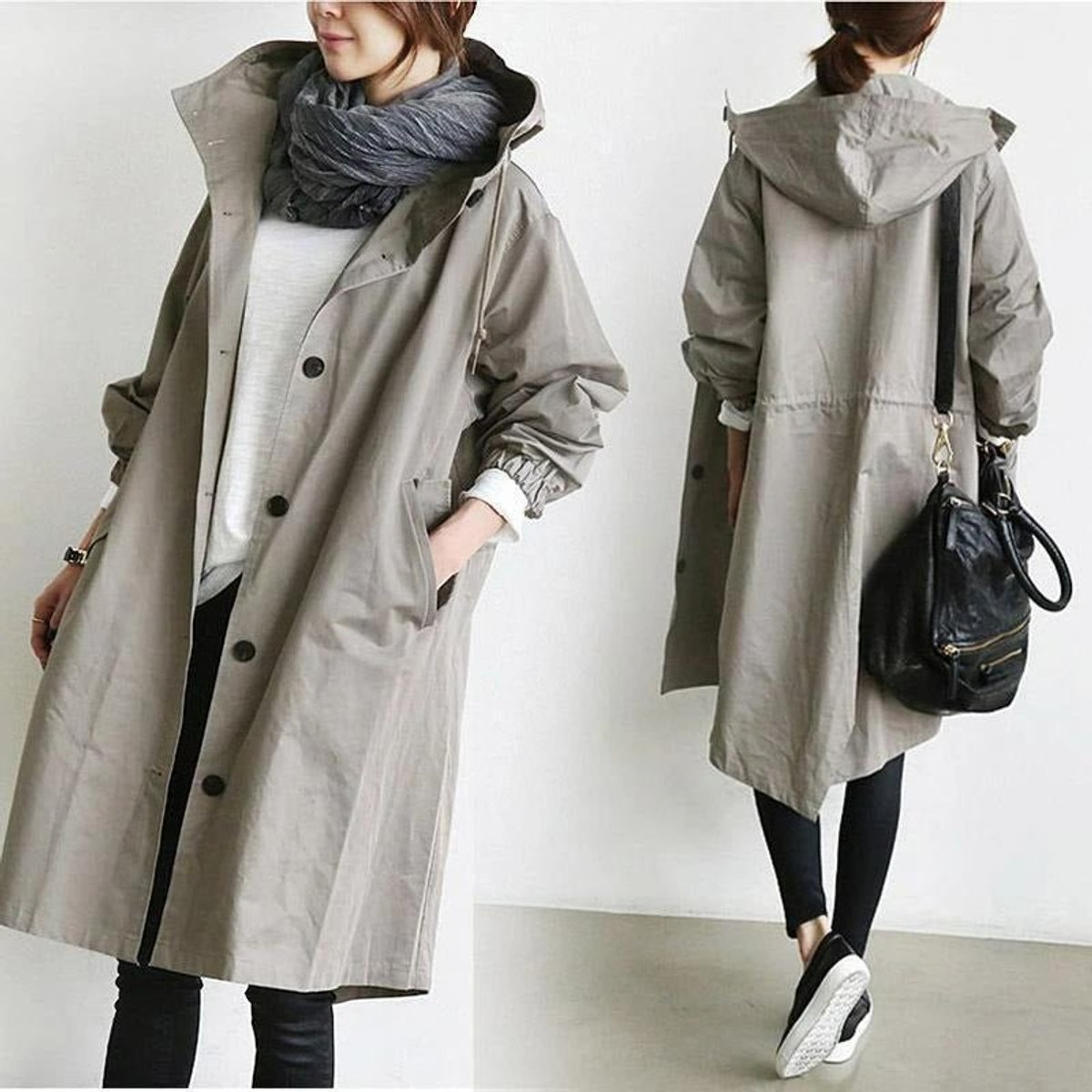 Maisie | Manteau à Capuche Oversize avec Boutons
