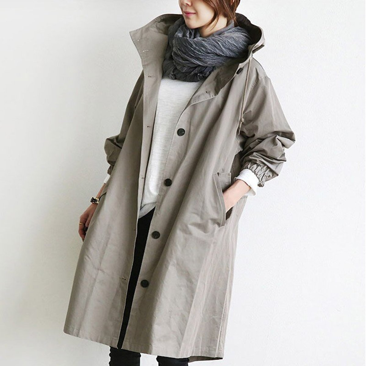 Maisie | Manteau à Capuche Oversize avec Boutons