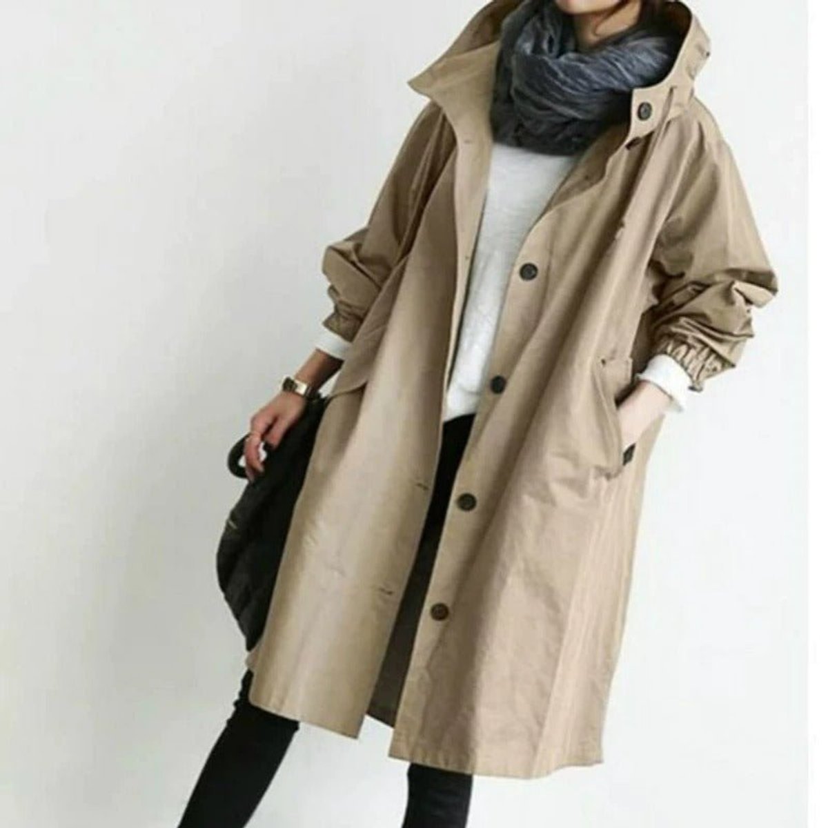 Maisie | Manteau à Capuche Oversize avec Boutons