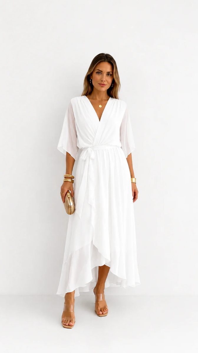 MOREAU LYON | ROBE EN CHIFFON À ENVELOPPER POUR FEMMES