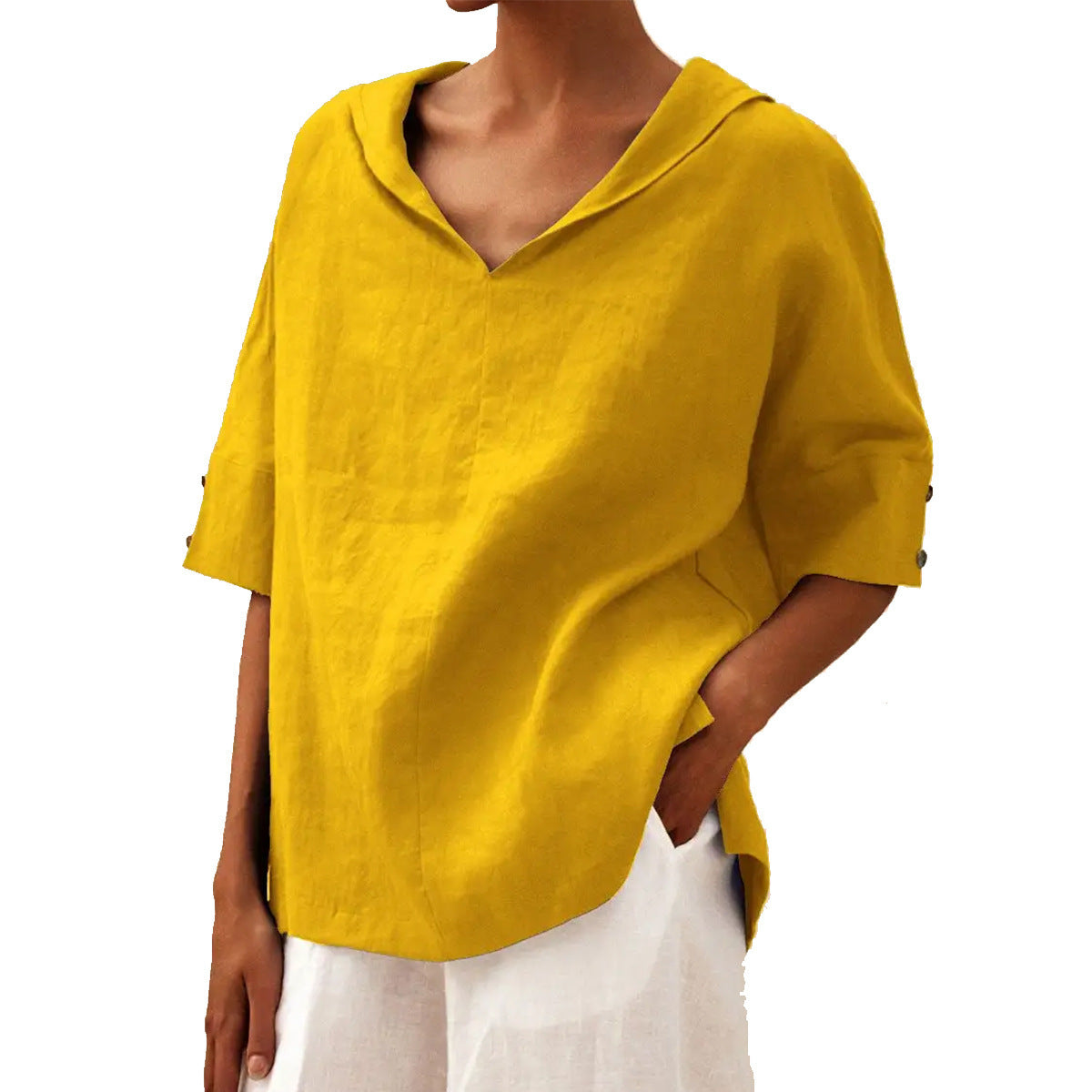 VIDAL BORDEAUX | BLOUSE EN LIN À COL EN V POUR FEMMES