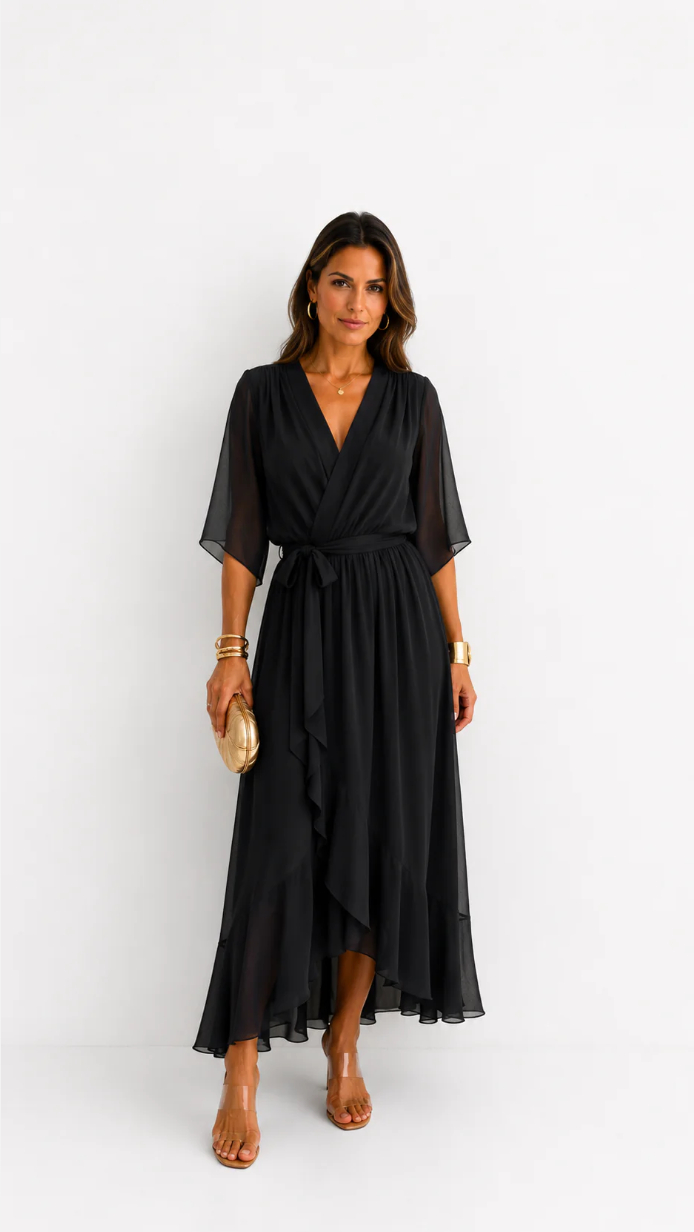 MOREAU LYON | ROBE EN CHIFFON À ENVELOPPER POUR FEMMES